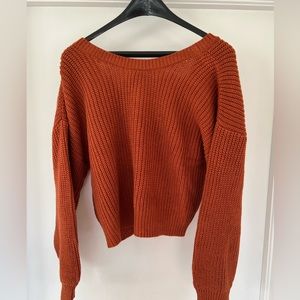 Orange knit crop sweater